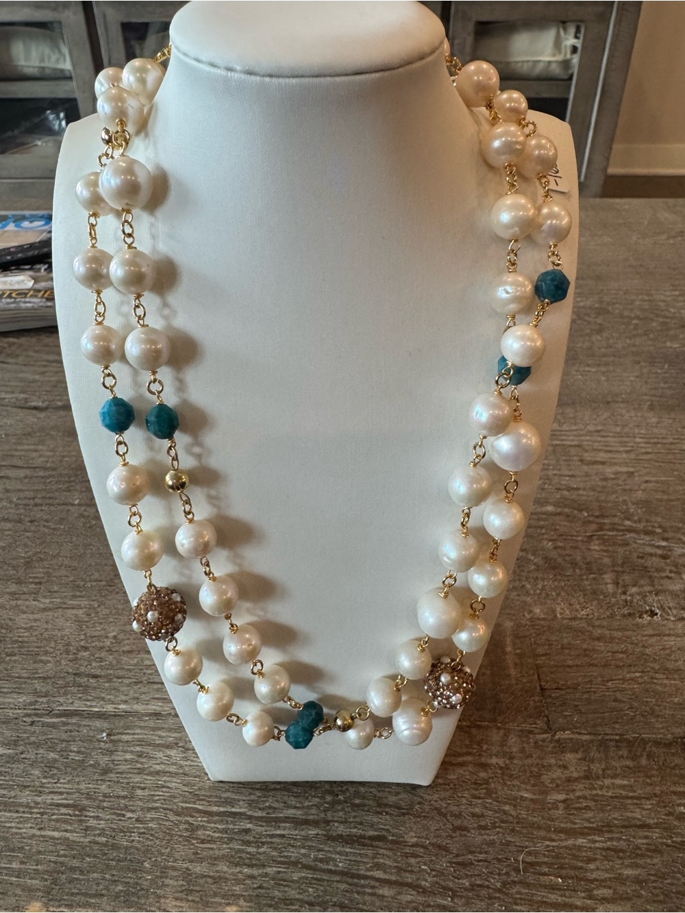 Pearl and Turquoise Beaded Necklace - NWT!